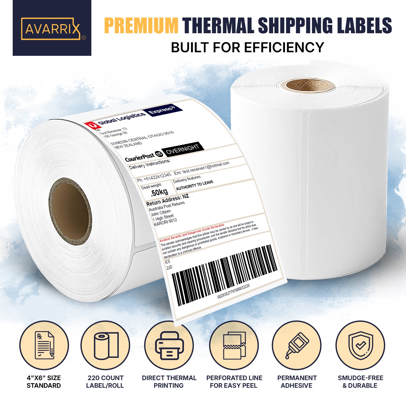 Premium 4"x6" Thermal Shipping Labels – 220 Labels/Roll
