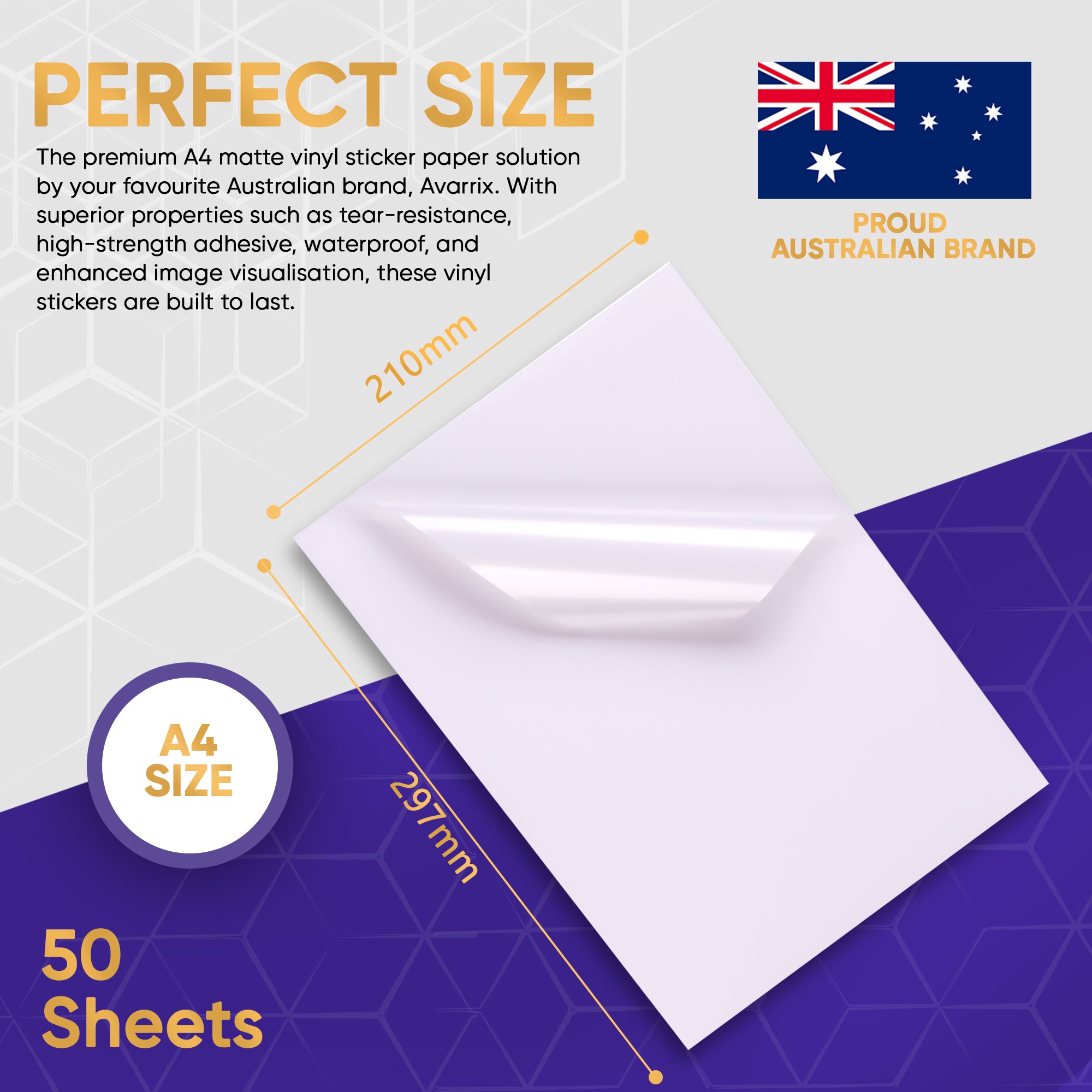Printable Vinyl Sticker Paper - White Matte - Inkjet & Laser - A4 - 100 Mic