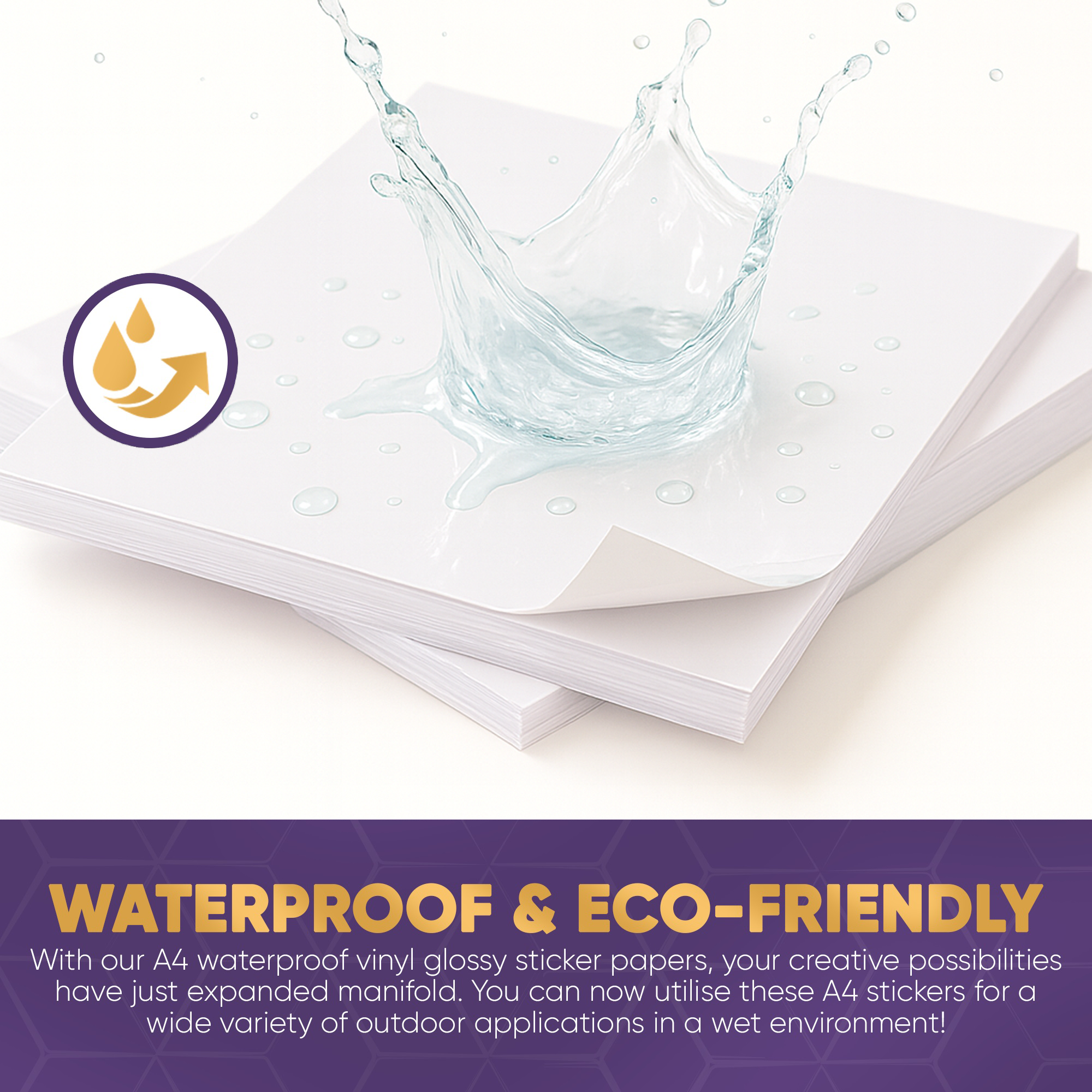 Printable Vinyl Sticker Paper - White Glossy - Inkjet & Laser - A4 - 100 Mic