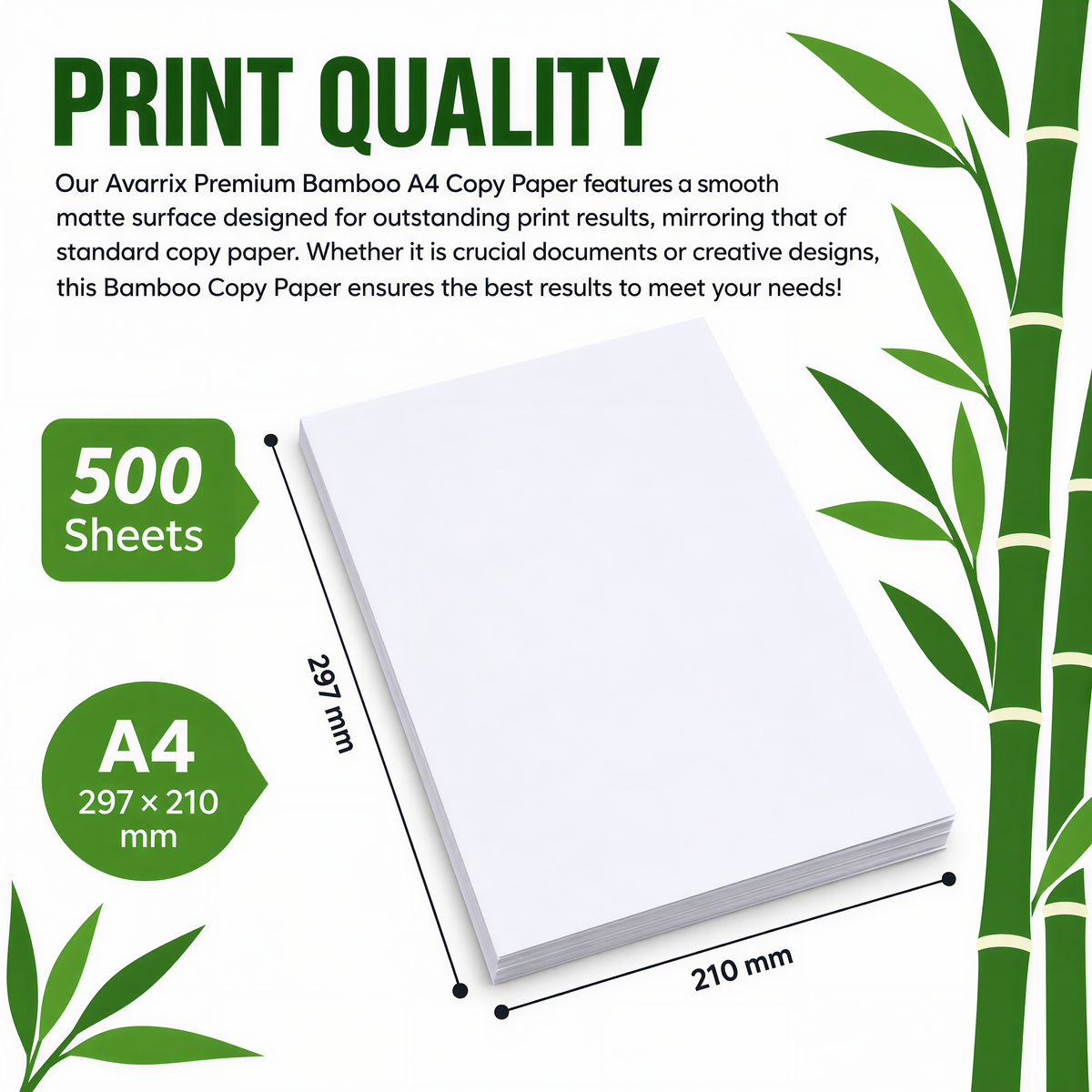Premium Bamboo Copy Paper - Inkjet & Laser - White Matte - A4 - 80 GSM