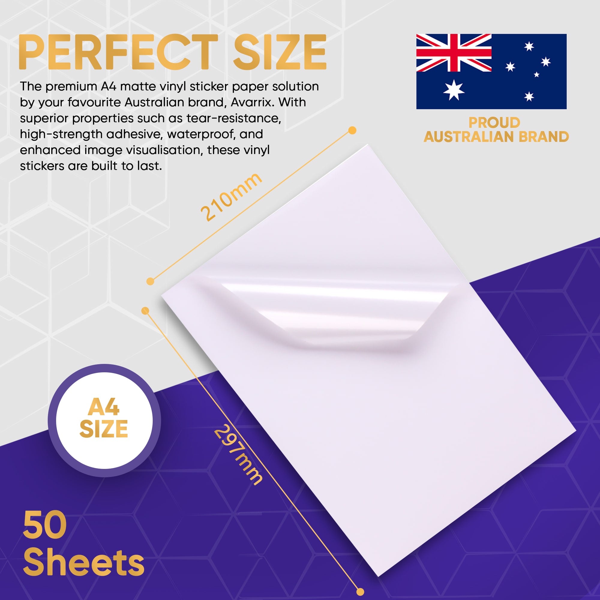 100 PK Koala Printable Vinyl Sticker Paper Waterproof Matte White