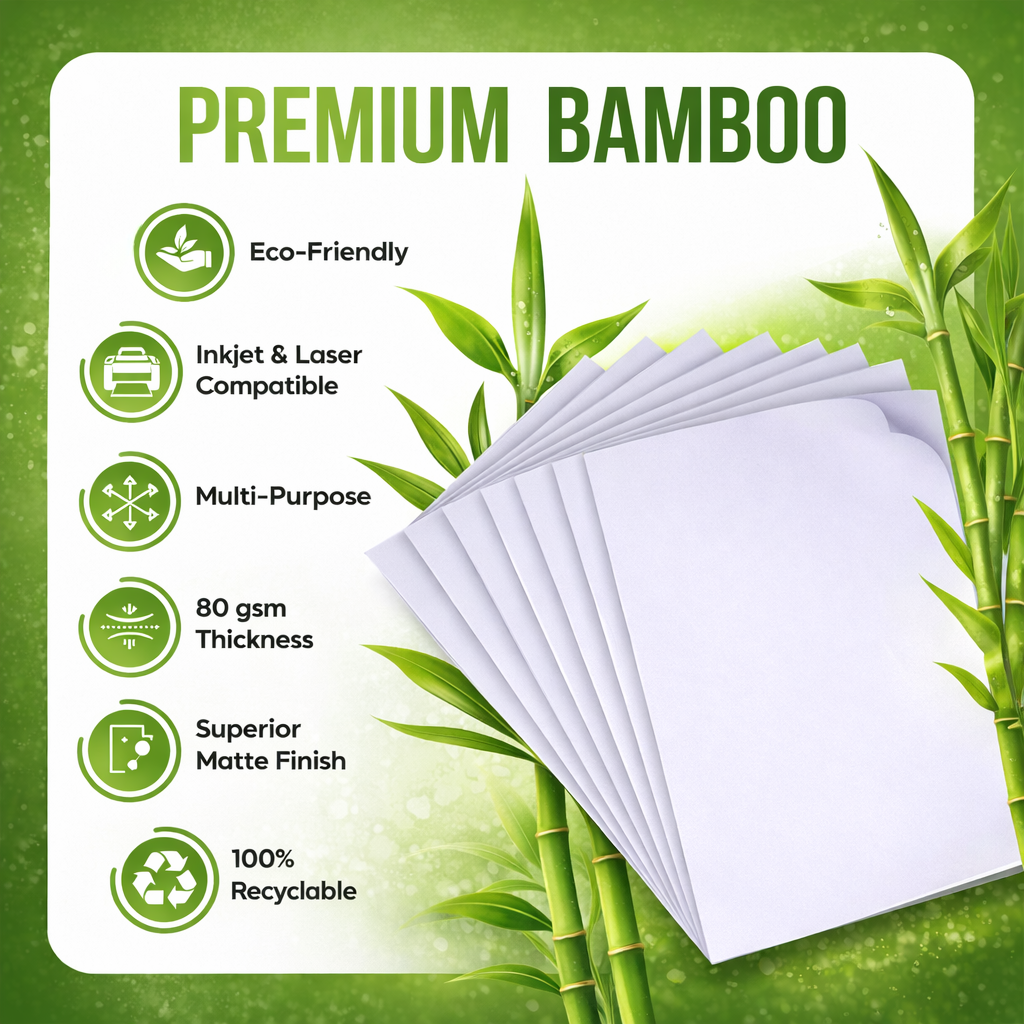 Premium Bamboo Copy Paper - Inkjet & Laser - White Matte - A4 - 80 GSM