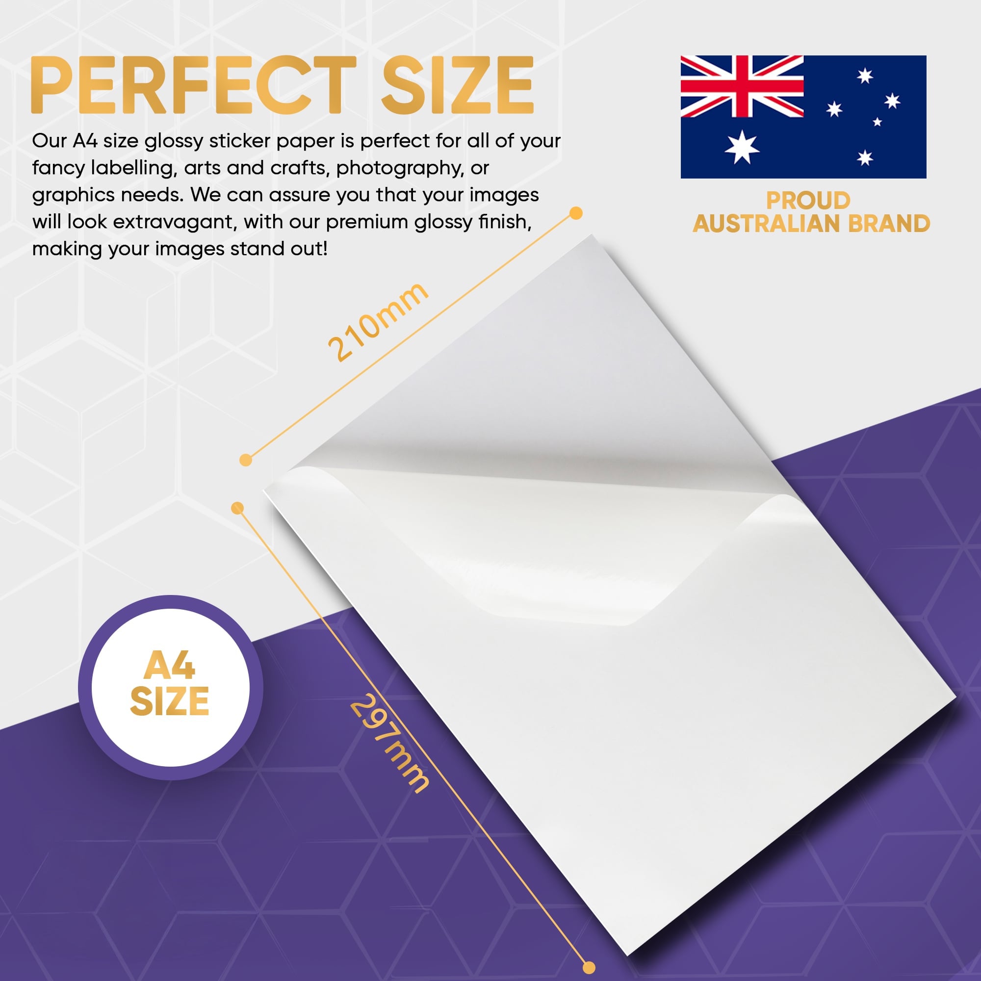 Printable Sticker Paper - White Glossy - Laser - A4 - 80 GSM