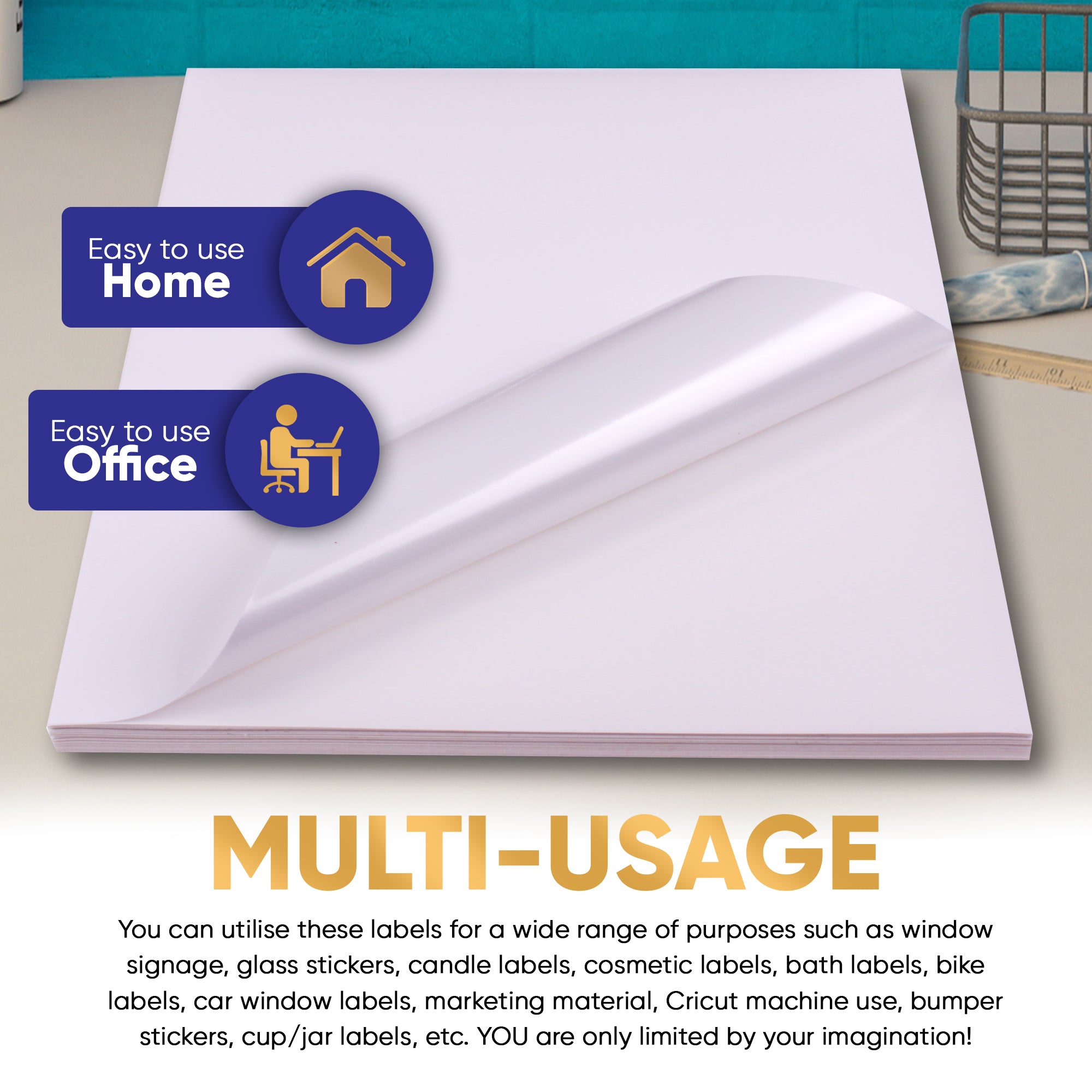 Vinyl Sticker Paper Combo Pack – White Matte & Glossy – A4 – 100 Mic – 100 Sheets Each (Total 200 Sheets)
