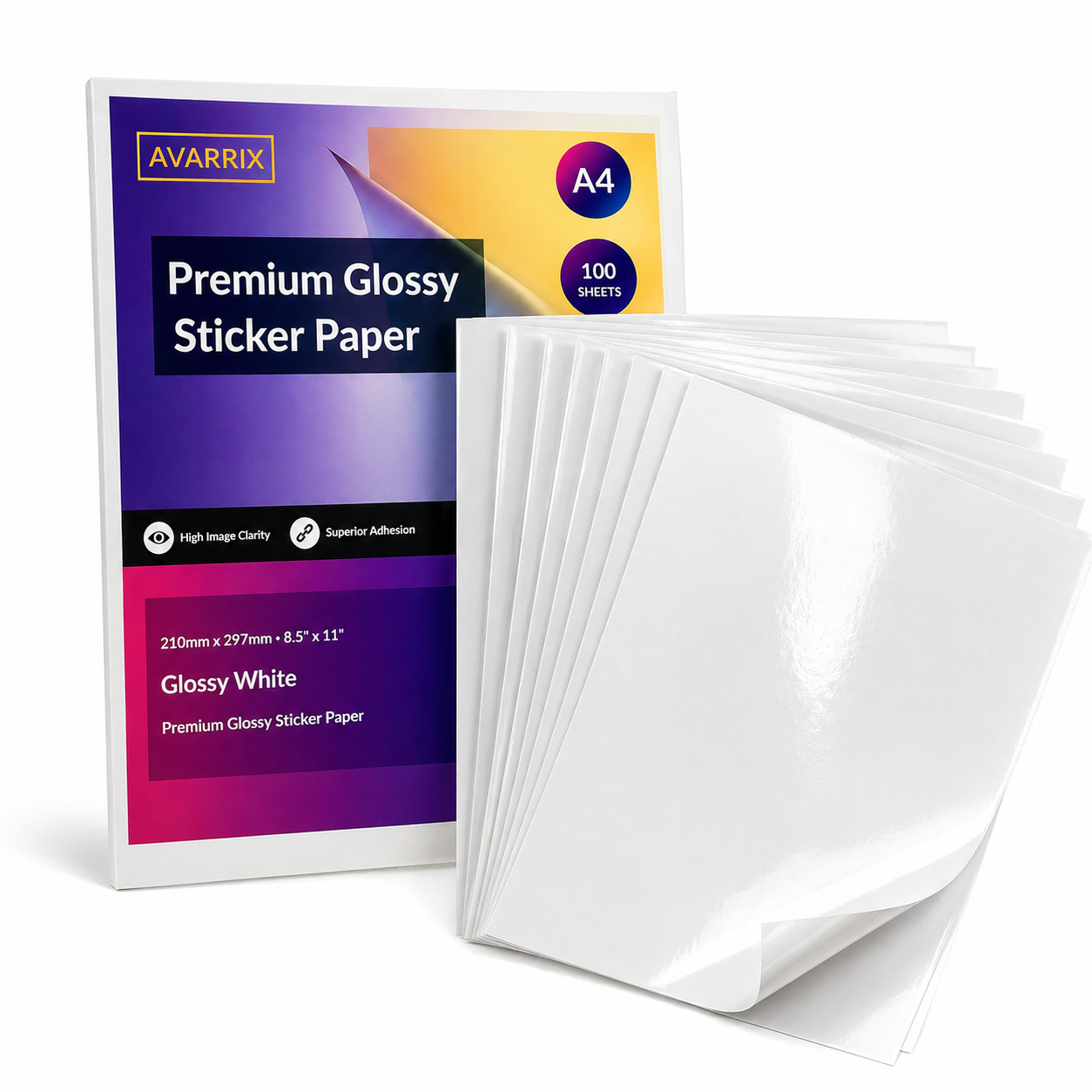 Printable Sticker Paper - White Glossy - Laser - A4 - 80 GSM