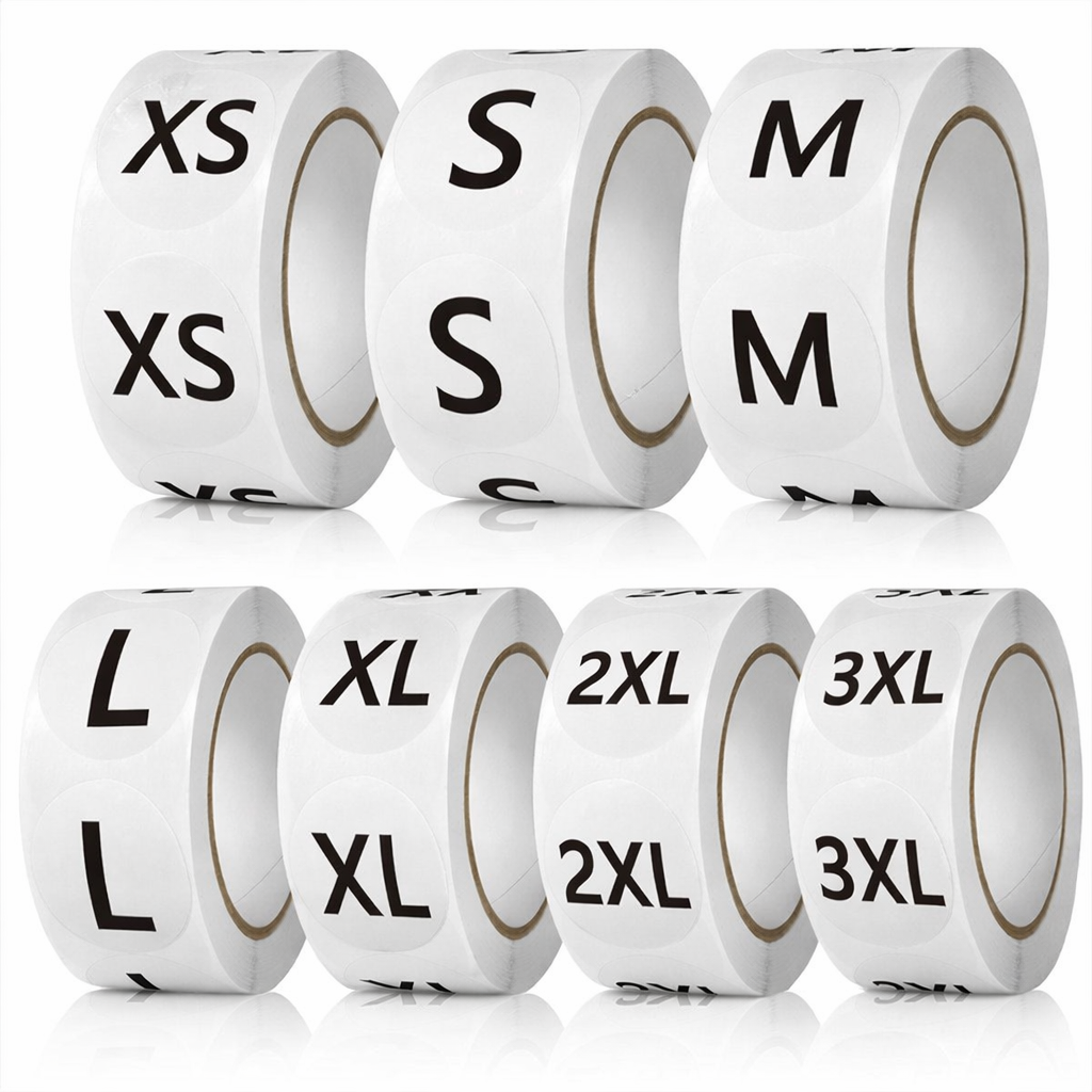 Avarrix Clothing Size Label Stickers 1 Inch Round — hero product shot