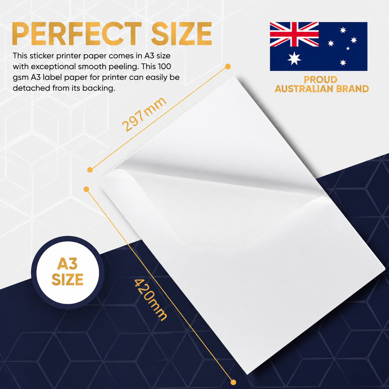 Printable Sticker Paper - Inkjet & Laser - White Matte - A3 - 100 GSM