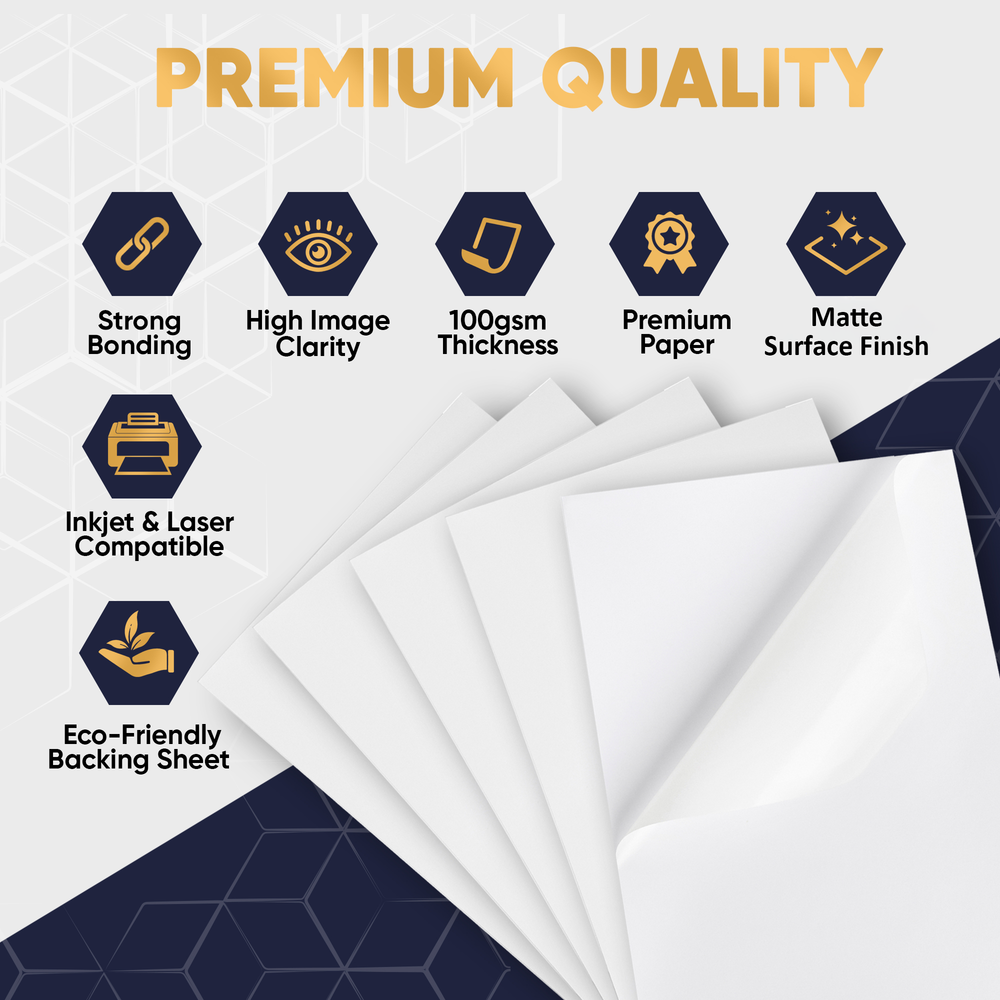 Printable Sticker Paper - Inkjet & Laser - White Matte - A3 - 100 GSM