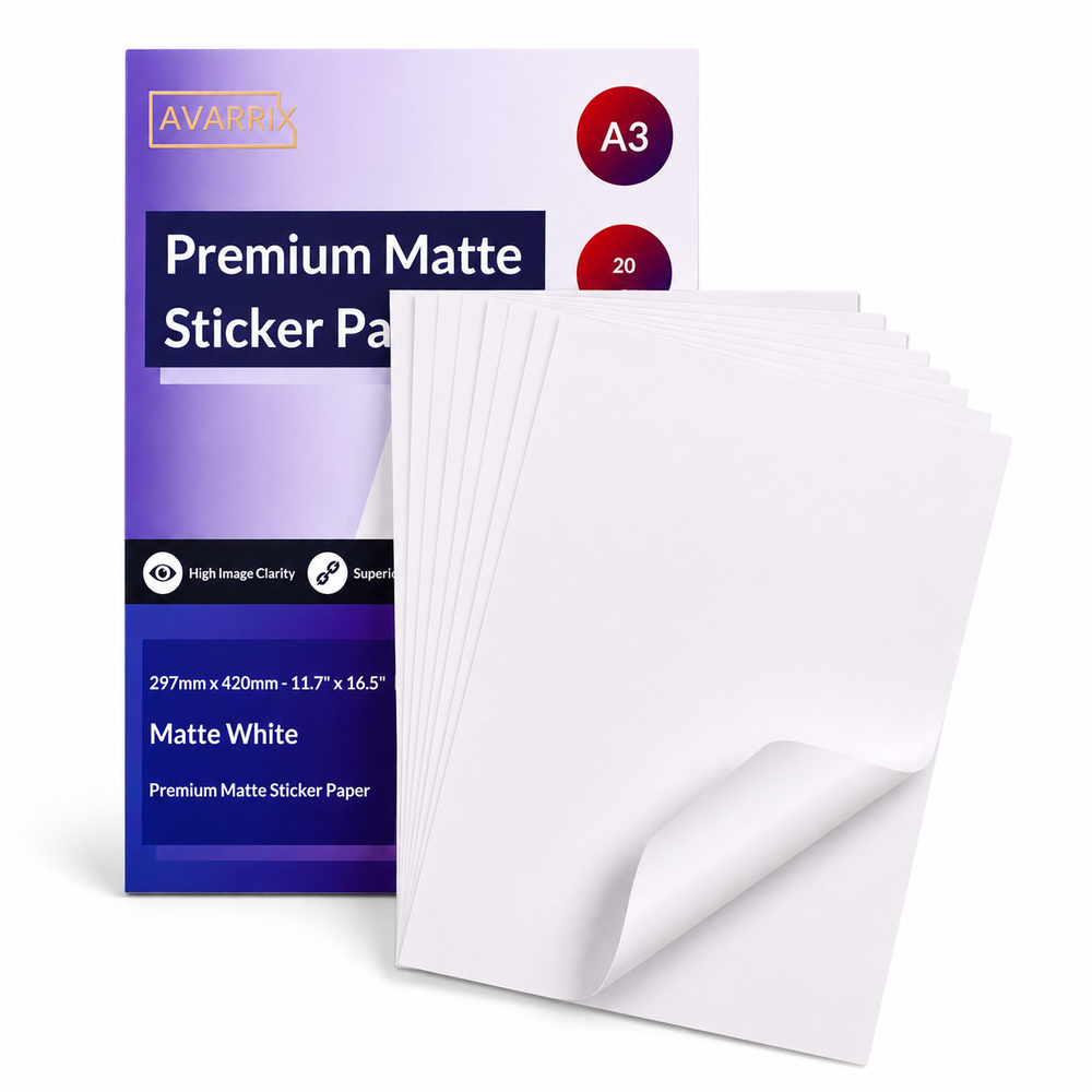 Printable Sticker Paper - Inkjet & Laser - White Matte - A3 - 100 GSM