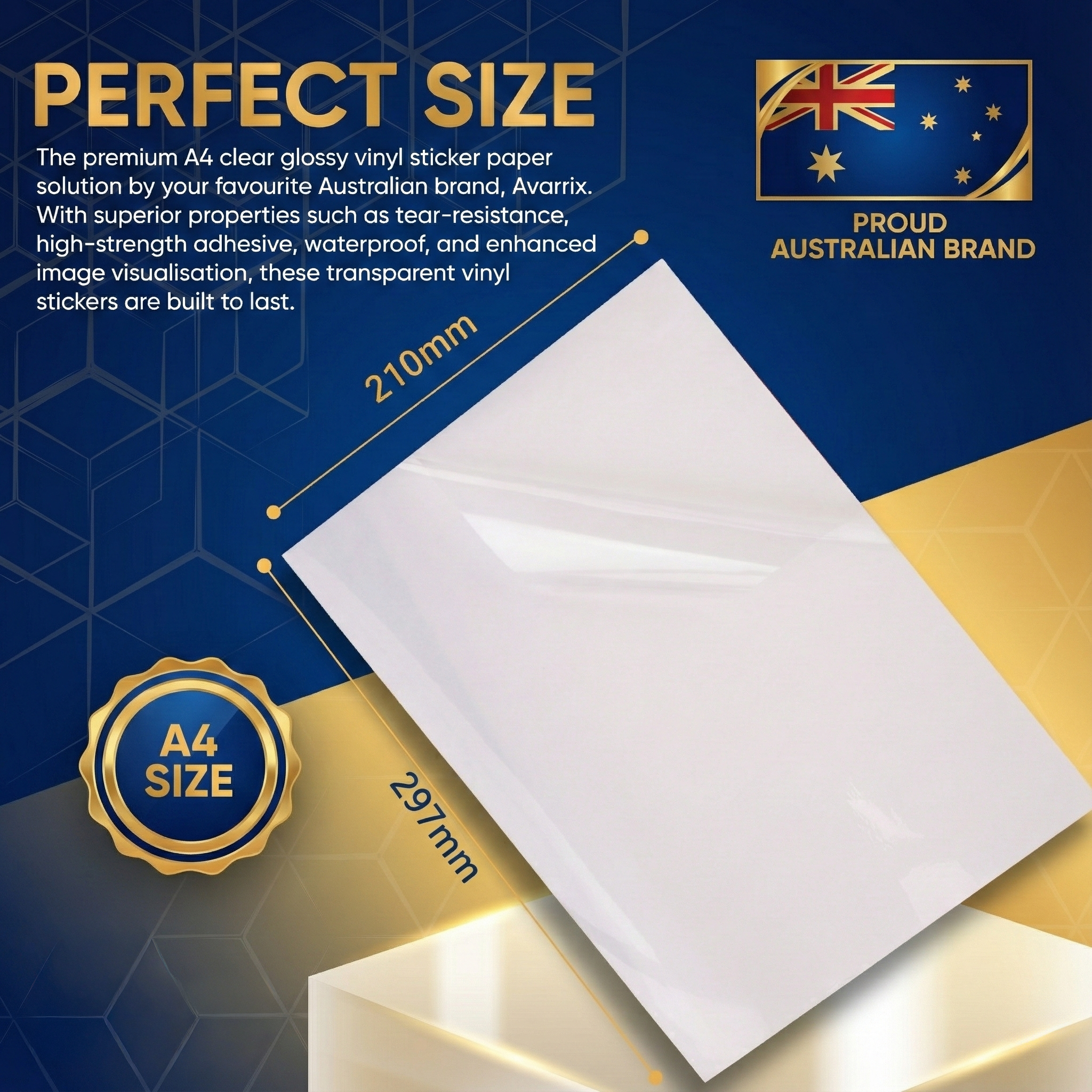 Printable Vinyl Sticker Paper - Frosted Clear Glossy - Inkjet & Laser - A4 - 50 Mic