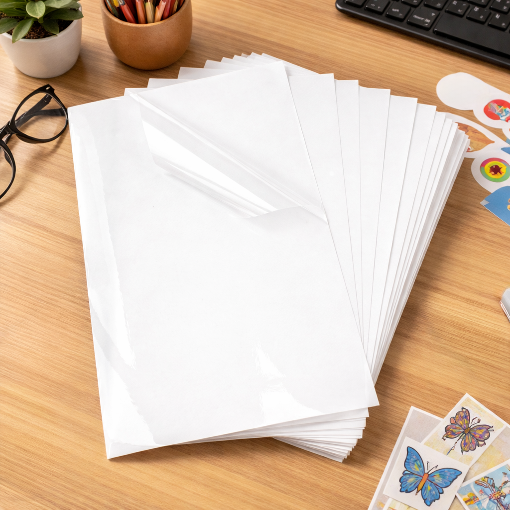 Printable Vinyl Sticker Paper - Frosted Clear Glossy - Inkjet & Laser - A4 - 50 Mic