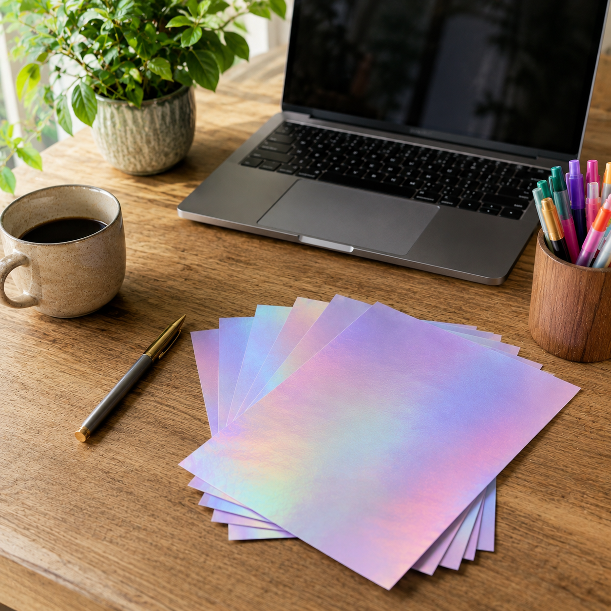 Printable Vinyl Sticker - Rainbow Holographic - Inkjet & Laser - A4 - 80 Mic