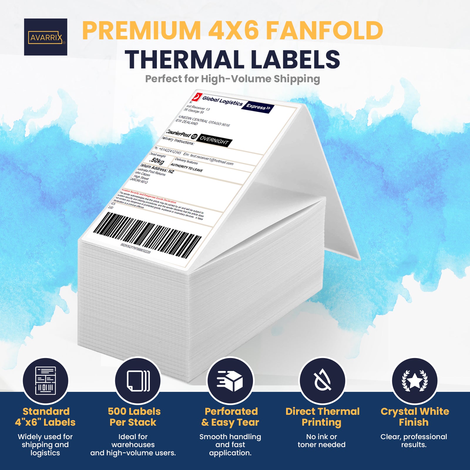 Premium 4"x6" Thermal Shipping Labels – Fanfold – 500 Labels/Pack