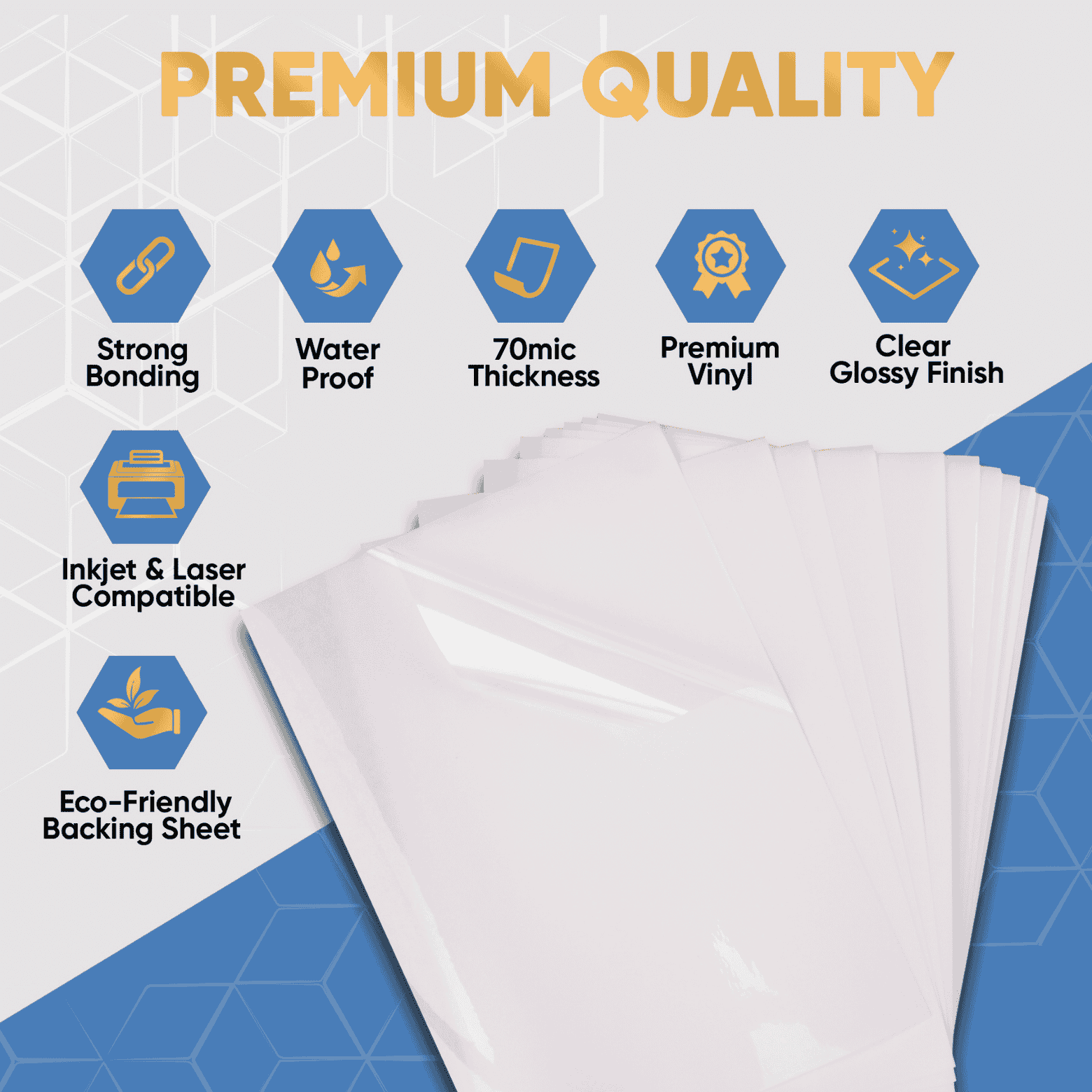 Premium Printable Vinyl Sticker Paper - Glossy White 8.5 X 11 Inch Sheets  For Your Inkjet Or Laser Printer - 15 Waterproof Decal Paper Sheets Dry