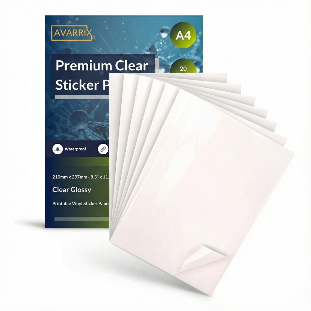 Printable Vinyl Sticker Paper - Transparent Clear Glossy - Inkjet & Laser - A4 - 70 Mic