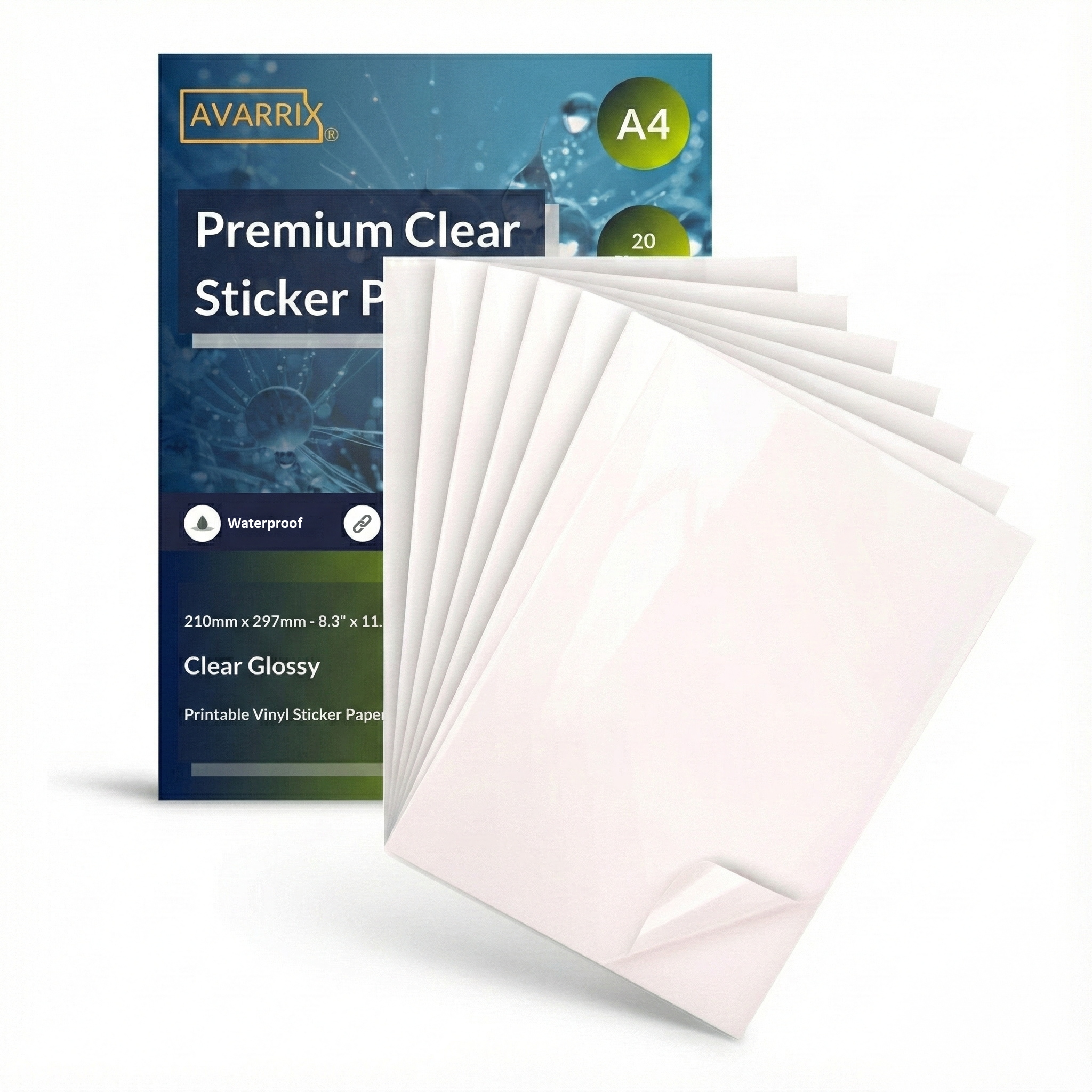 Printable Vinyl Sticker Paper - Transparent Clear Glossy - Inkjet & Laser - A4 - 70 Mic