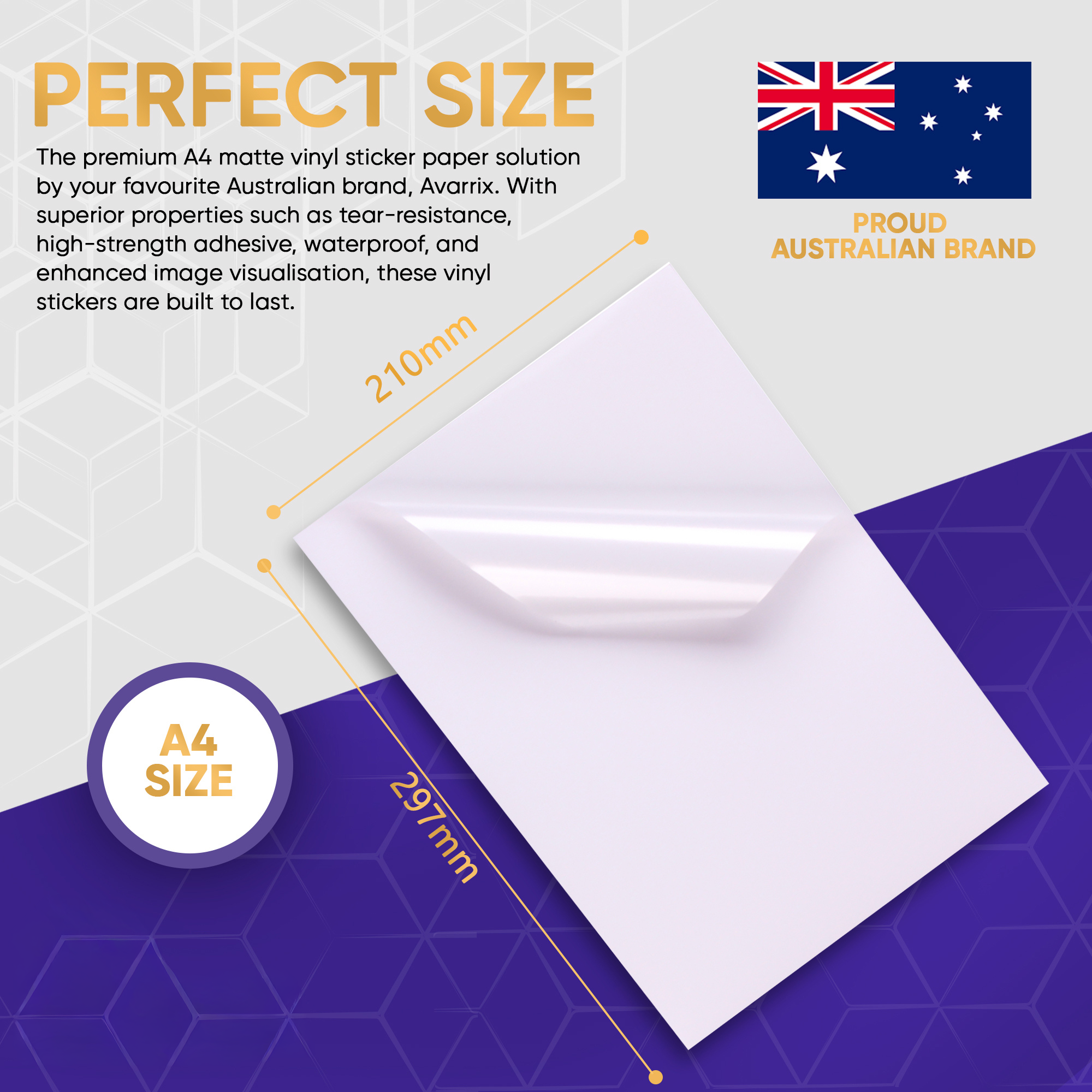 Printable Vinyl Sticker Paper - White Matte - Laser - A4 - 75 Mic