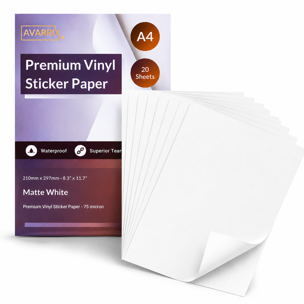 Printable Vinyl Sticker Paper - White Matte - Laser - A4 - 75 Mic