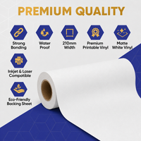 Avarrix printable vinyl roll, white matte finish, 210mm width, premium quality label material