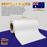 Close up of Avarrix matte white printable vinyl roll, 210mm width, 25m length