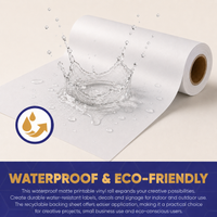 Avarrix printable vinyl roll, waterproof and matte white, 210mm width, eco friendly backing