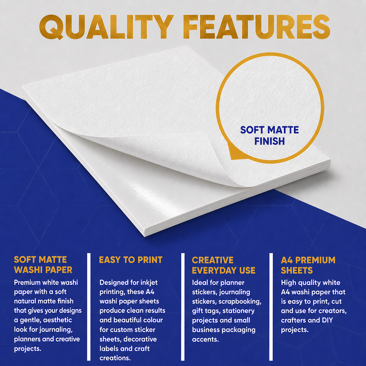 Avarrix Washi Sticker Paper A4 Matte, Printable Washi Paper for Inkjet and Laser Printers