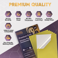 Avarrix Metallic Gold Vinyl Sticker Paper A4, premium quality glossy finish