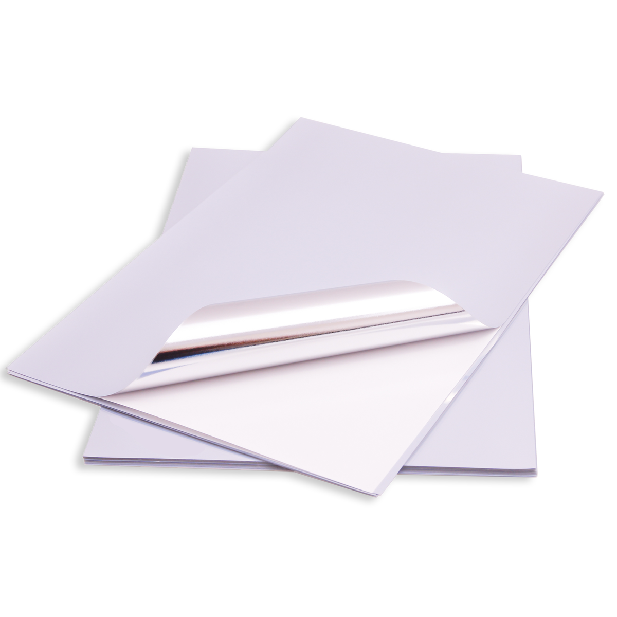 Avarrix Metallic Silver Vinyl Sticker Paper, multiple A4 sheets stacked together