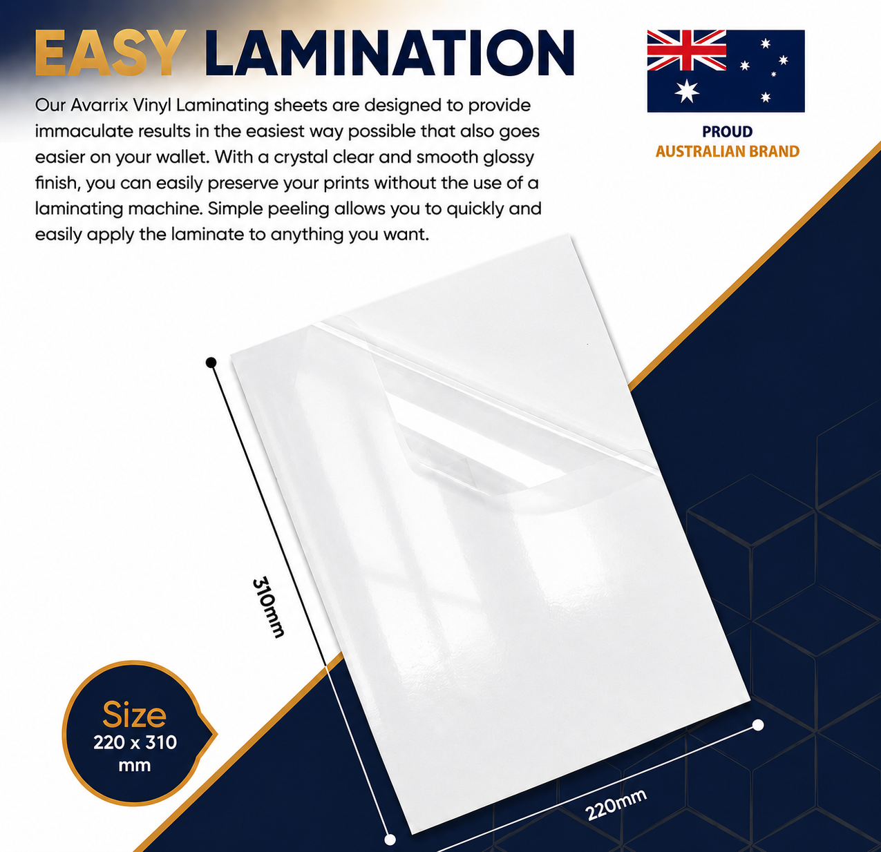 Premium Self Adhesive Laminating Sheets - Crystal Clear Glossy - A4 - 80 Mic