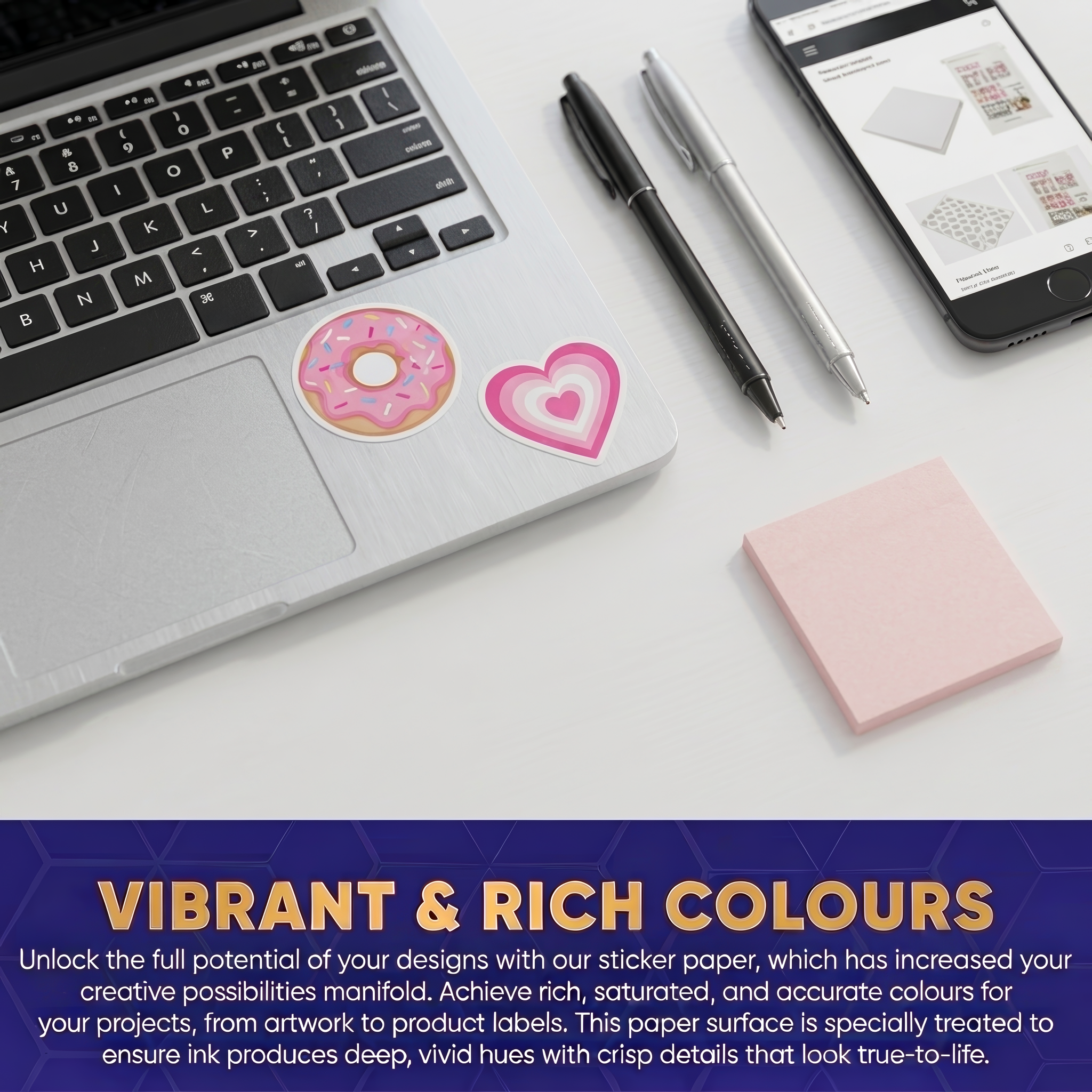 Printable Vinyl Sticker Paper - White Matte - Inkjet & Laser - A4 - 100 Mic
